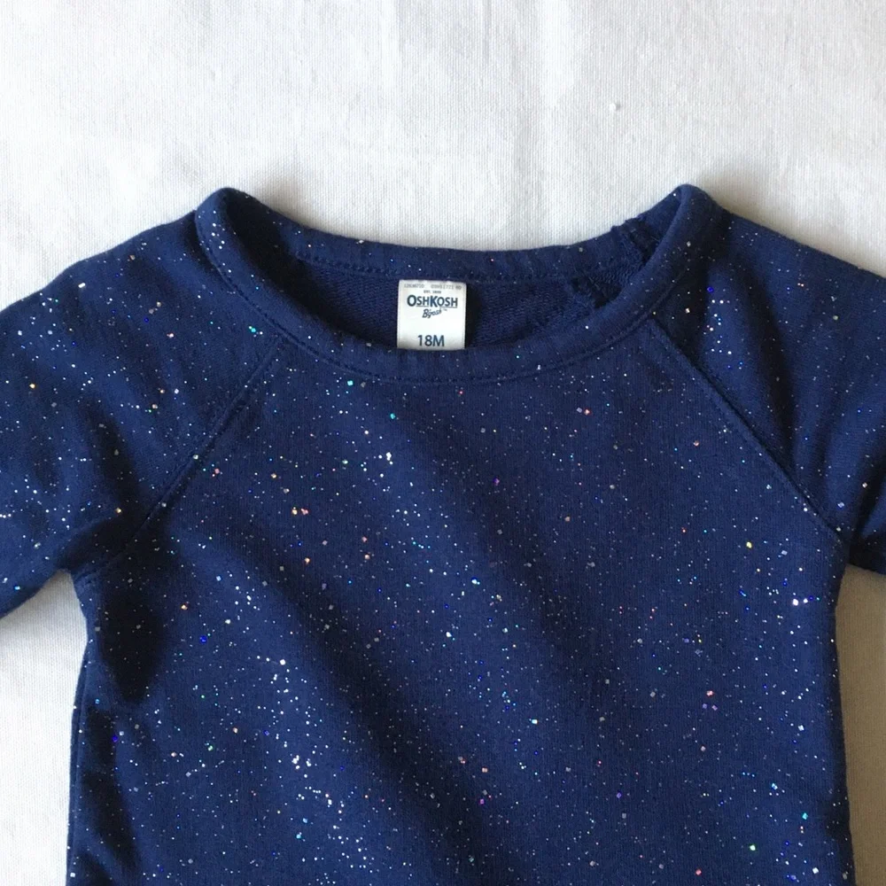 Oshkosh Dress Size 18 Months Tutu Skirt Navy Blue Sparkles on top worn once EUC